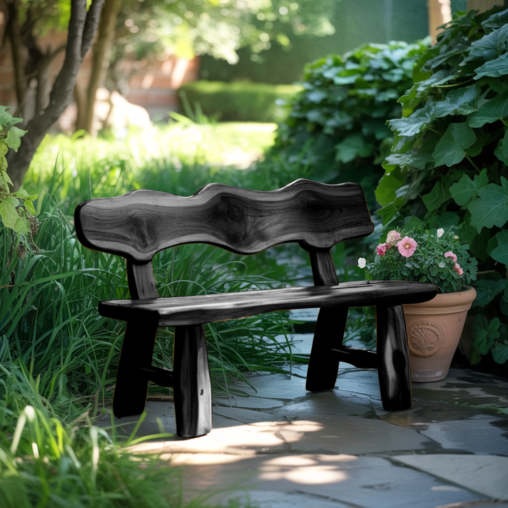 Rustic Garden Bench Live Edge Outdoor Seating For Patio Courtyard And Backyard Kitchnce