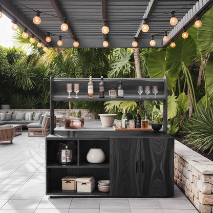 Contemporary Outdoor Bar Table With Hidden Storage For Garden Or Poolside Kitchnce