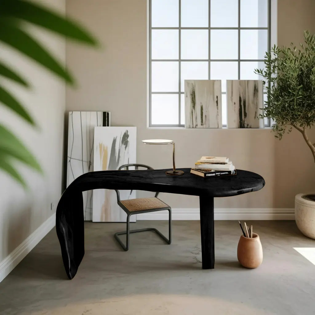 Live Edge Desk With Organic Curved Design For Home Office And Workspace Kitchnce