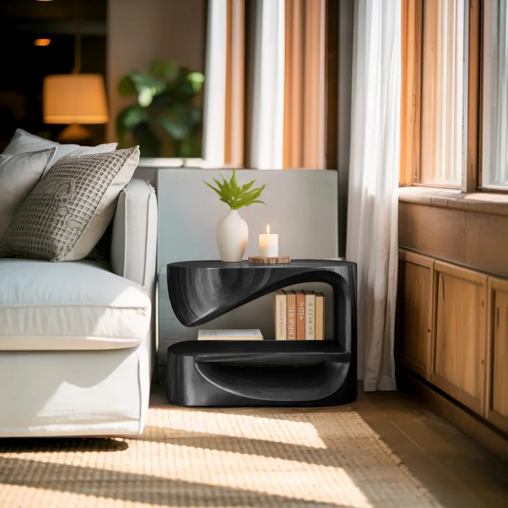 Modern Curved Nightstand With Open Shelf For Minimalist Rooms Kitchnce