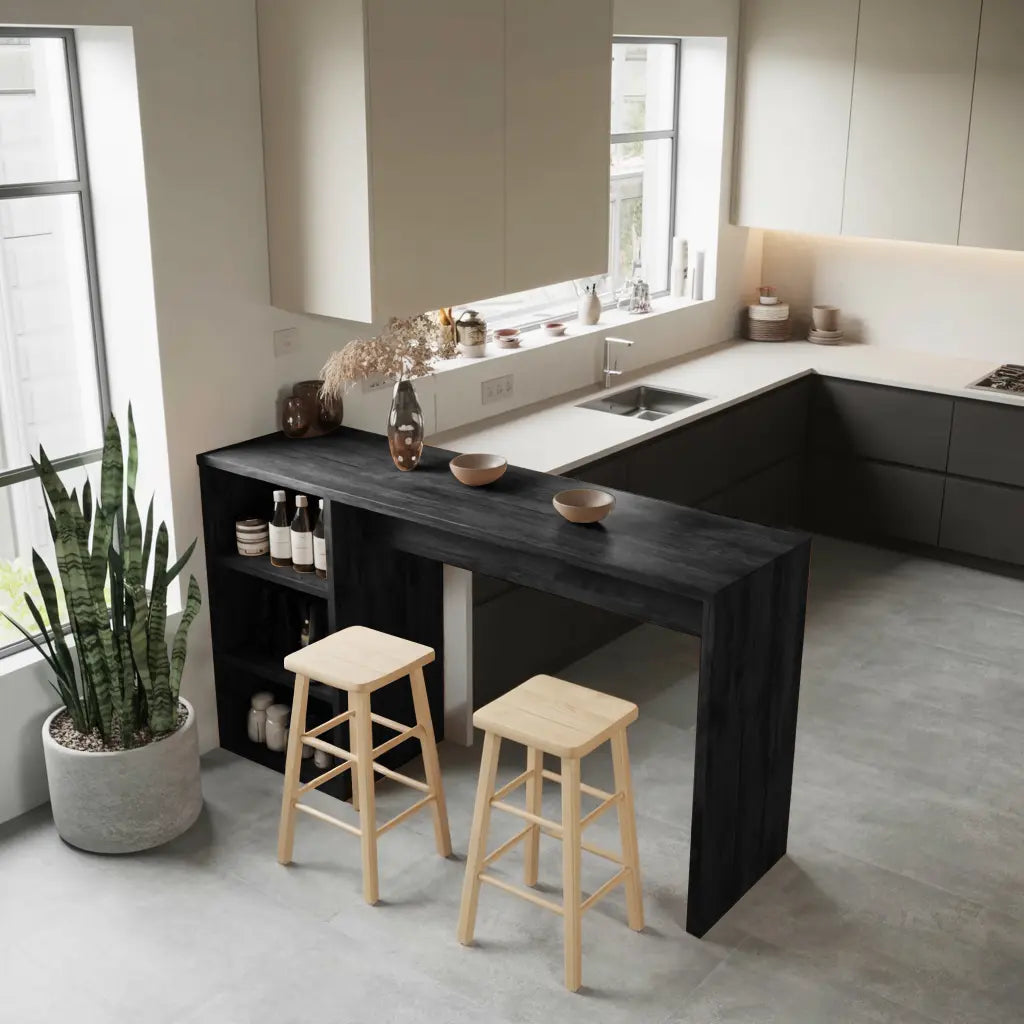 Warm Bar Table With Storage For Compact Kitchen Kitchnce