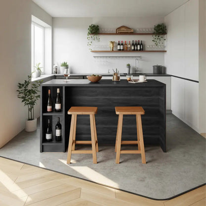 Contemporary Warm Wood Bar Table With Storage For Kitchen Or Breakfast Nook Kitchnce