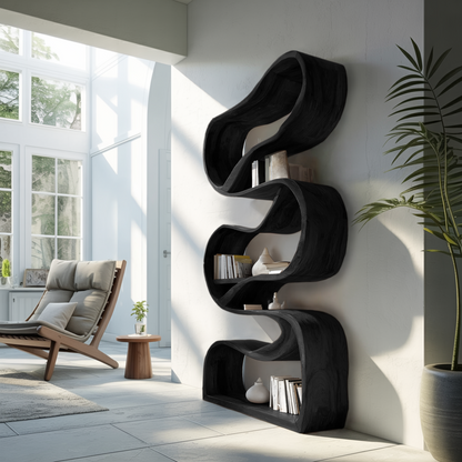 Modern Sculptural Bookcase Statement Design For Hallway Kitchnce