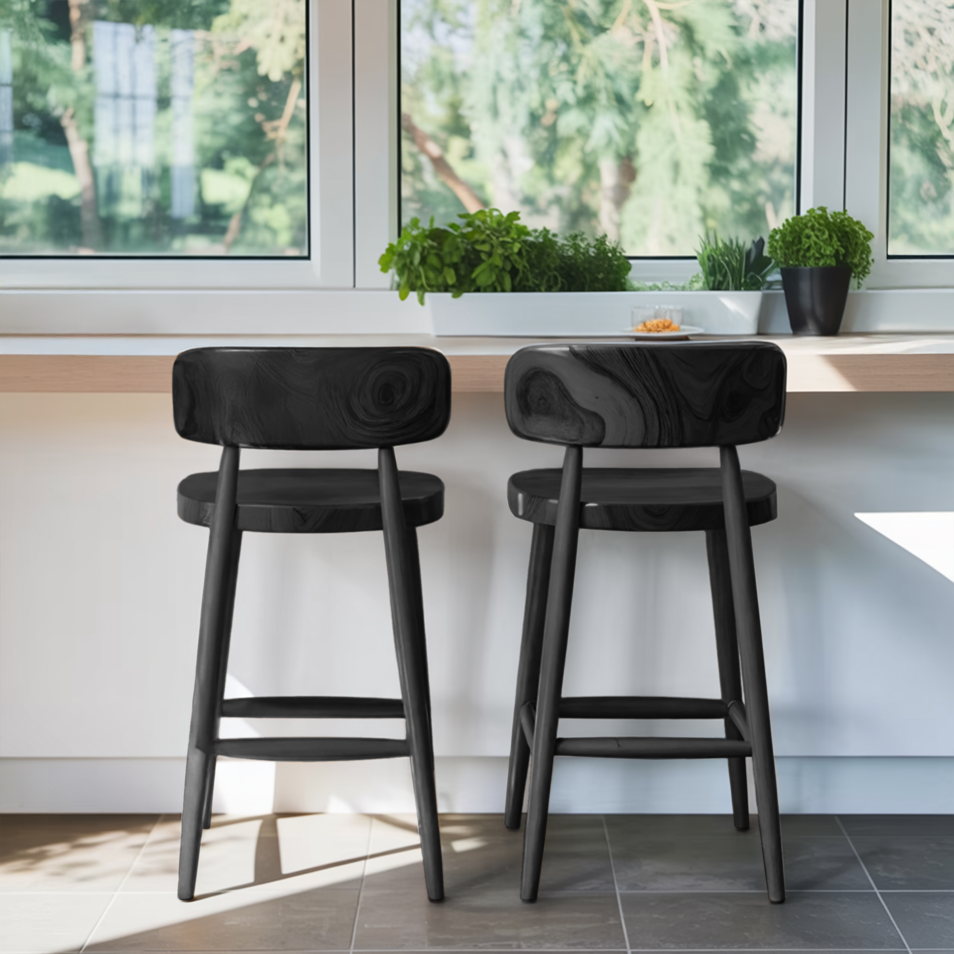 Mid Century Bar Stools With Backrest For Kitchen Or Dining Room Kitchnce