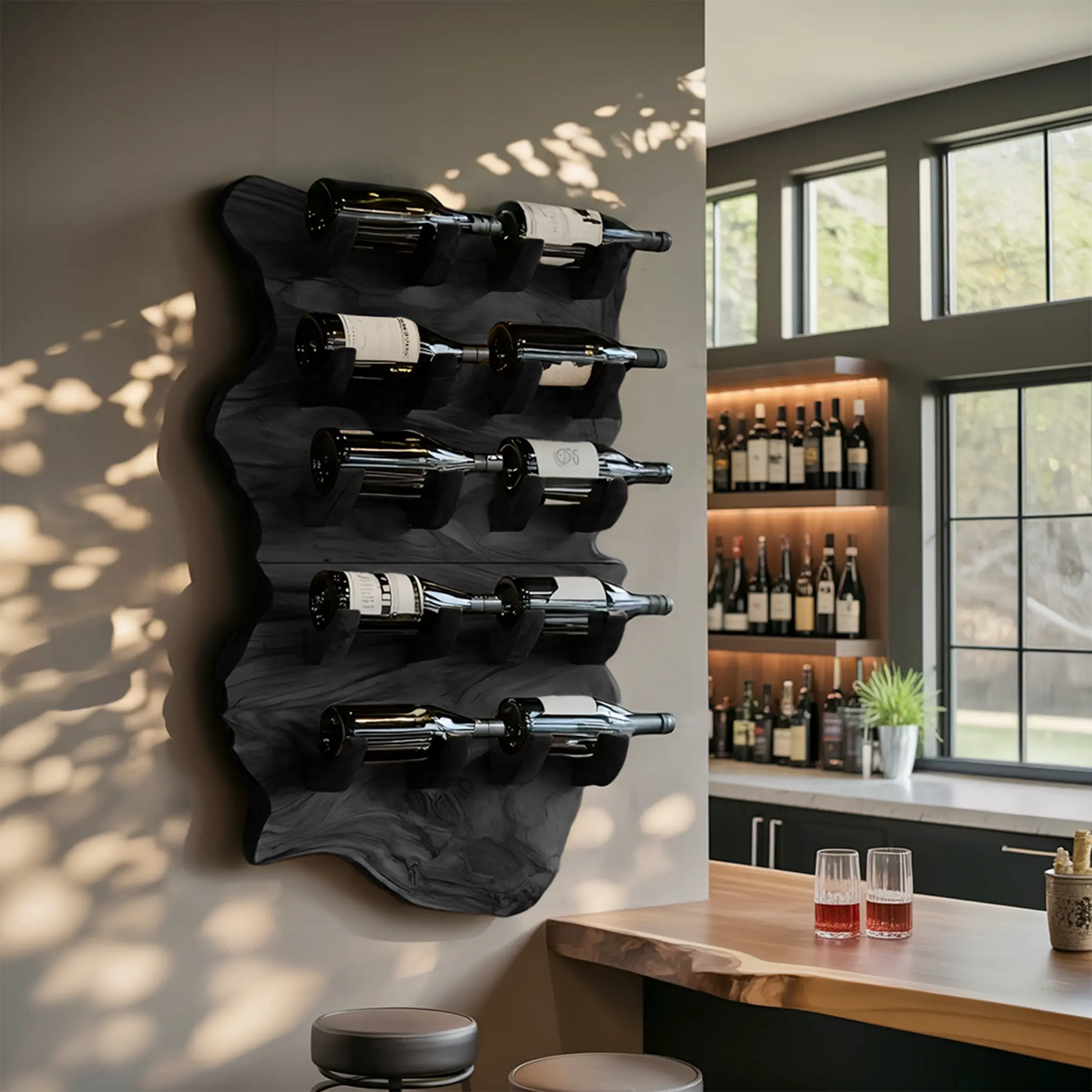 Farmhouse Wooden Live Edge Wine Holder For Furniture Decor Kitchnce