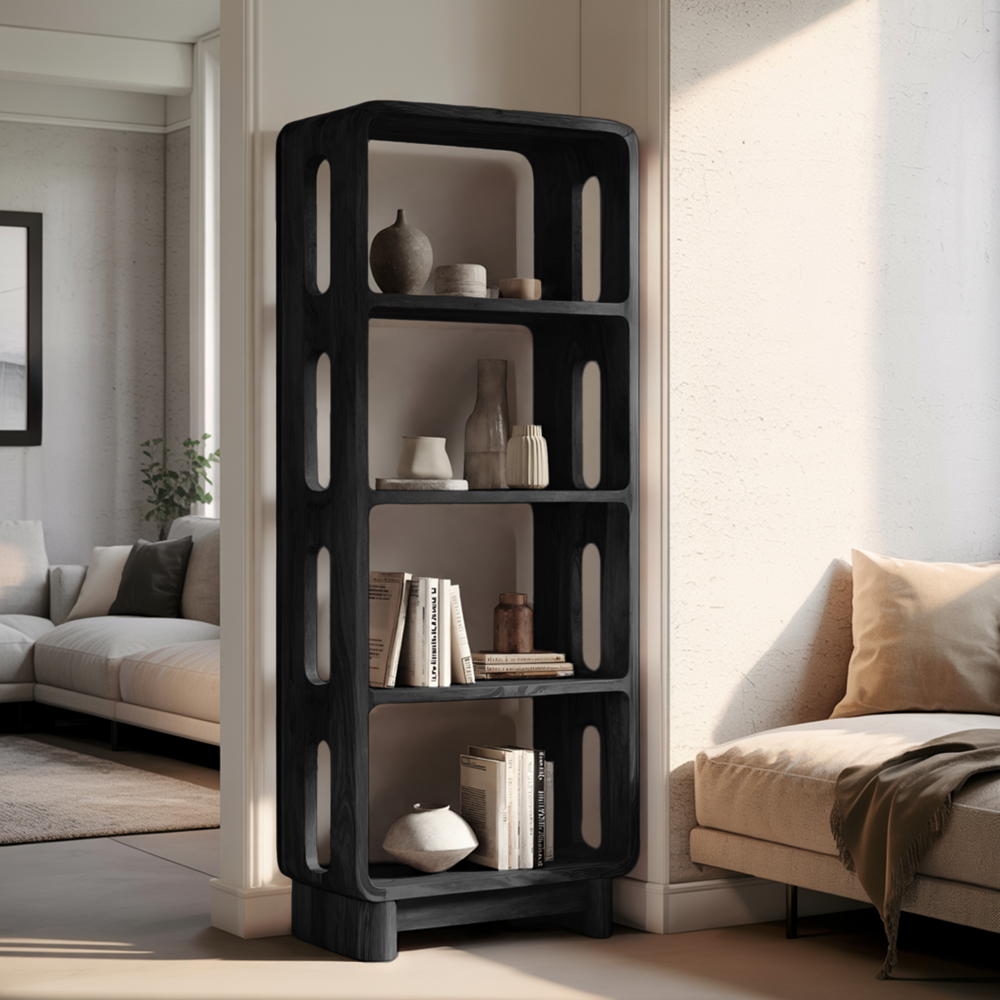 Contemporary Tall Bookshelf For Living Or Bedroom Kitchnce