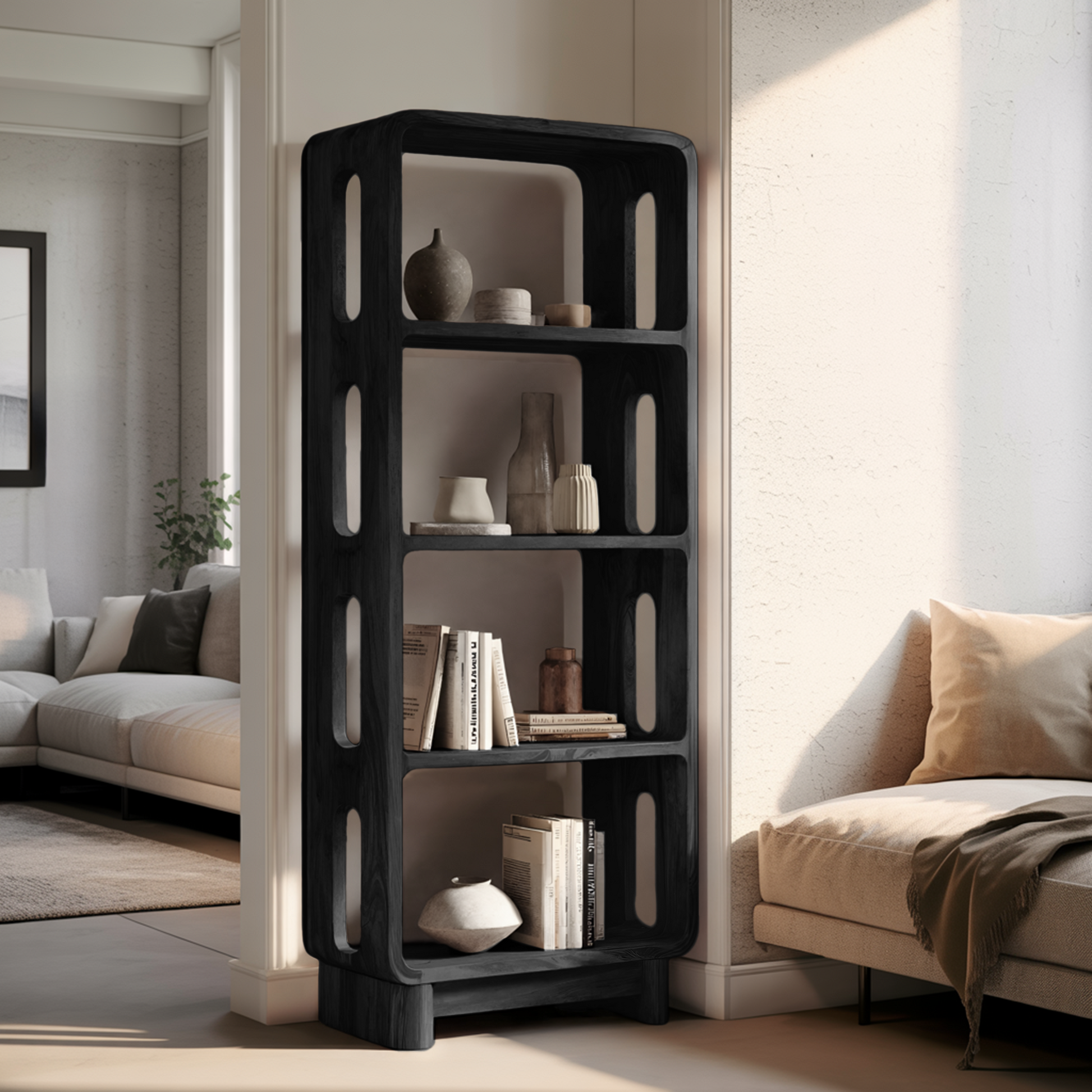 Contemporary Tall Bookshelf For Living Or Bedroom Kitchnce