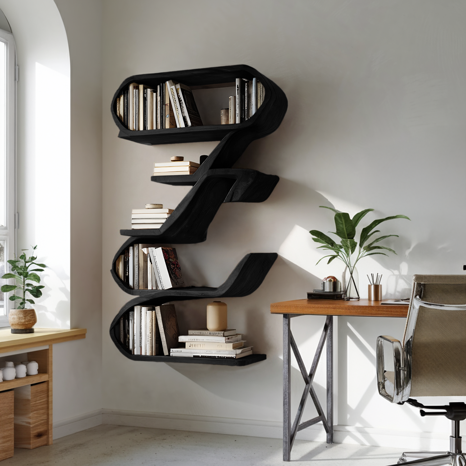 Modern Sculptural Wall Shelf For Living Room Display Kitchnce