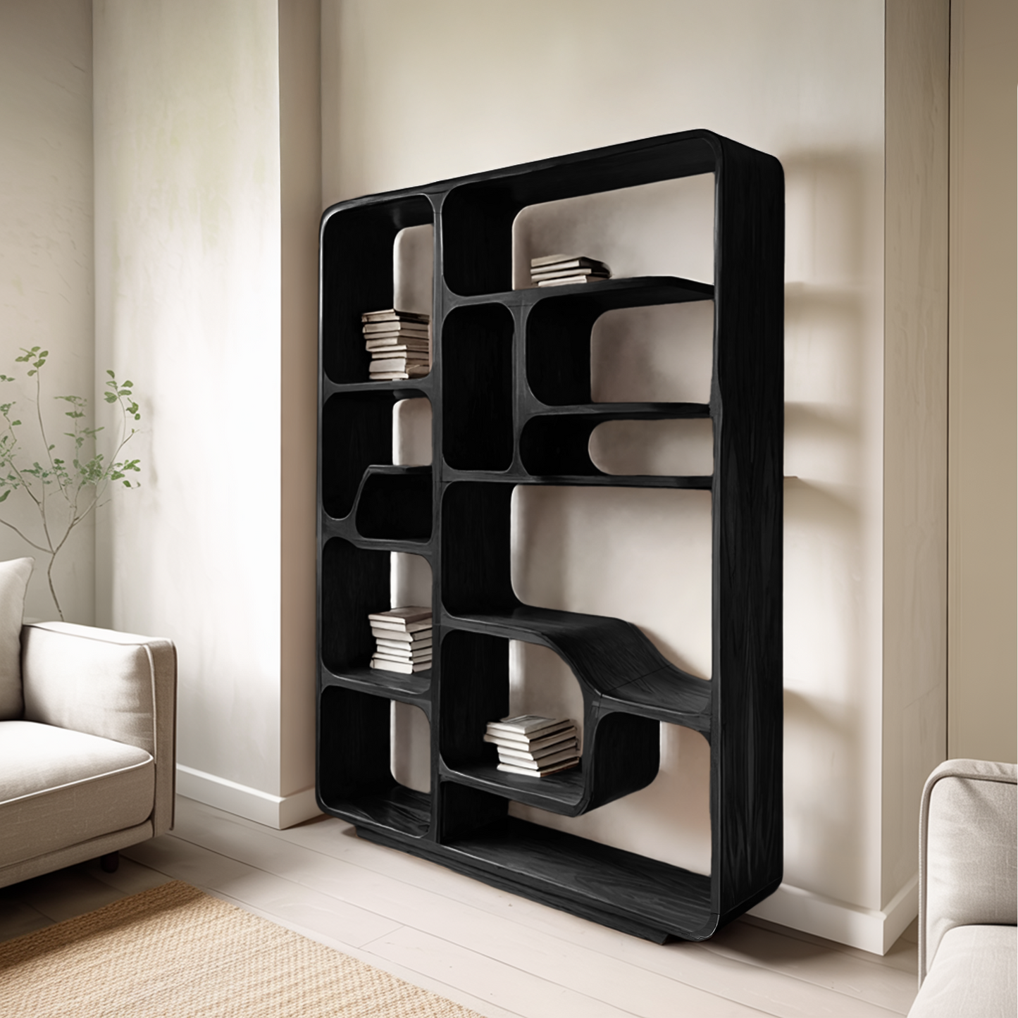 Modern Sculptural Bookshelf For Living Decor Or Bedroom Kitchnce