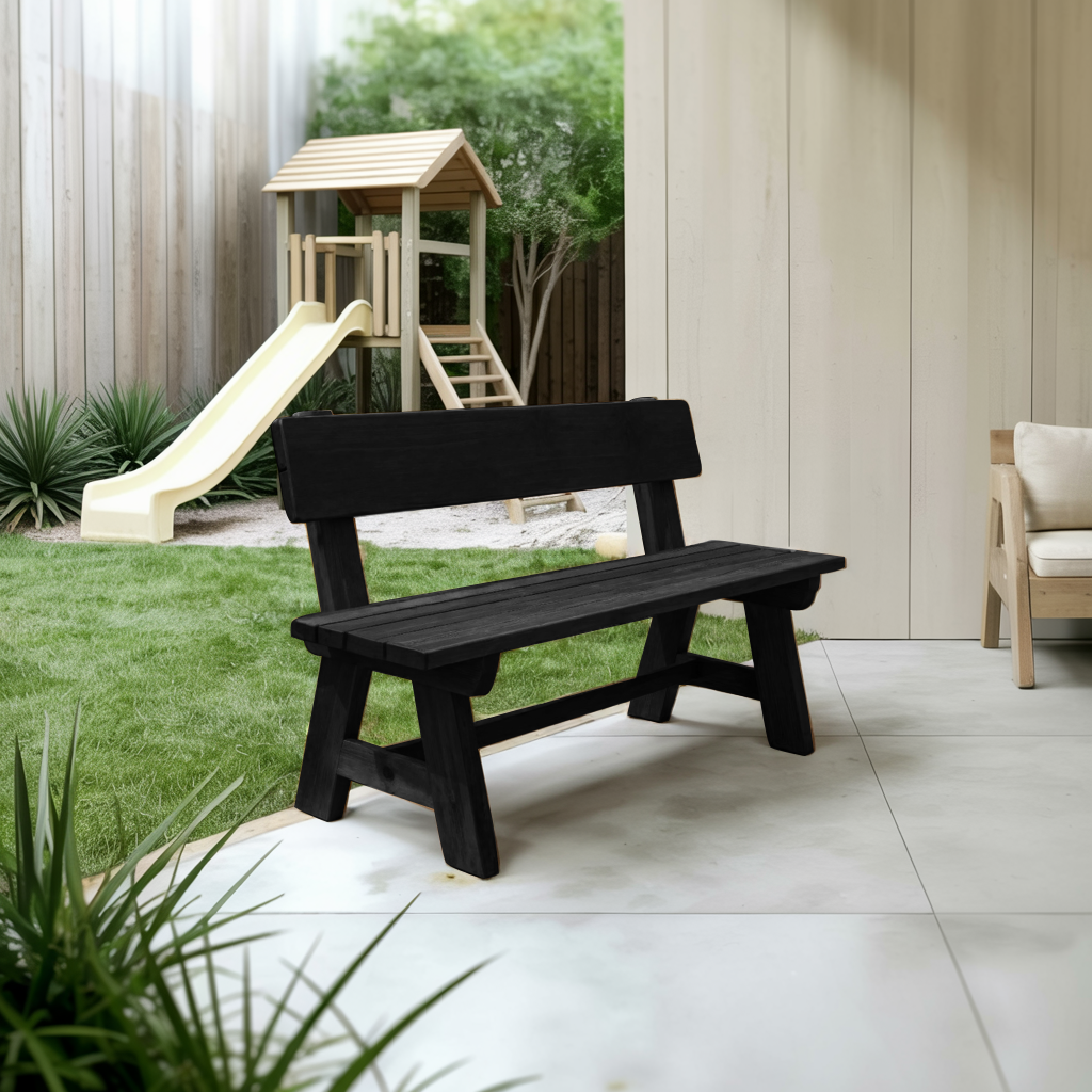 Rustic Garden Bench With Backrest For Patio Or Porch Kitchnce