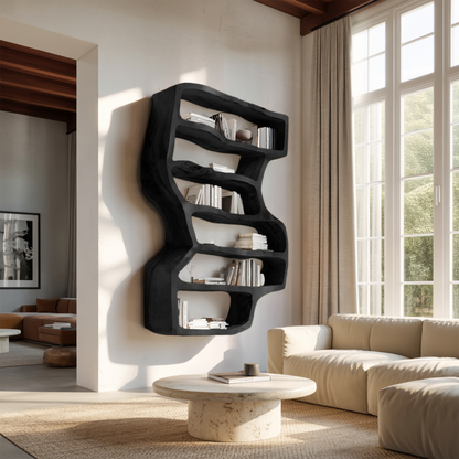 Organic Sculptural Wall Bookcase For Living Room Decor Kitchnce