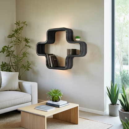 Modern Geometric Wall Mounted Bookshelf For Living Room And Office Kitchnce