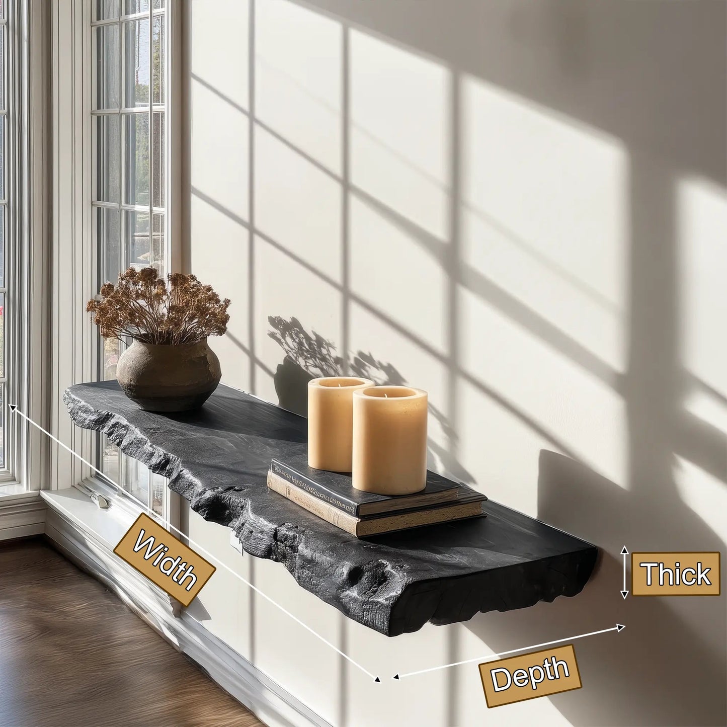 Bravik Handcrafted Solid Wood Floating Shelf SPA561489 Kitchnce