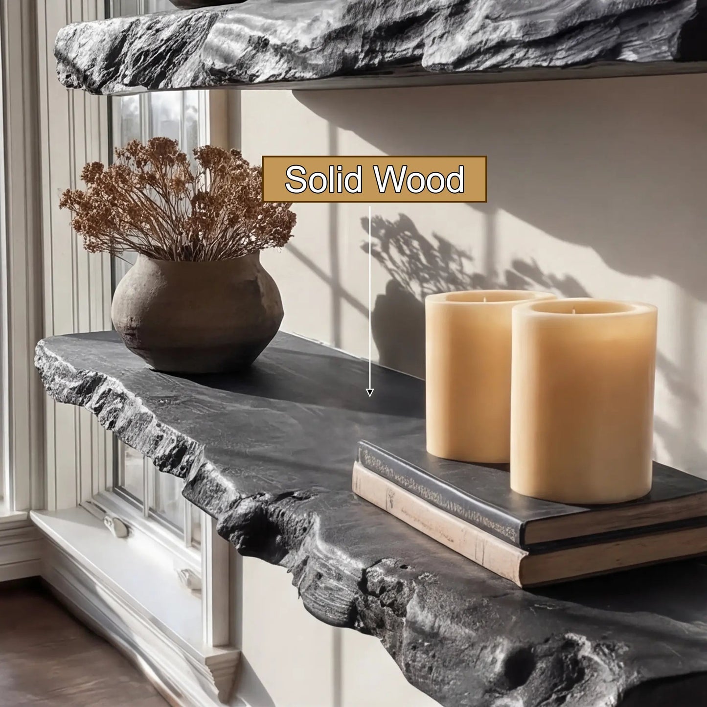 Bravik Handcrafted Solid Wood Floating Shelf SPA561489 Kitchnce