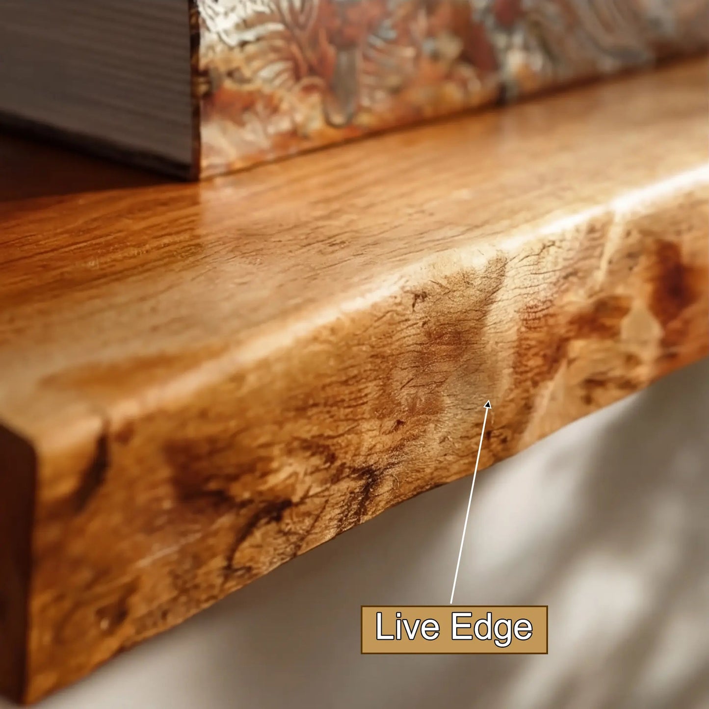Brivena Live Edge Solid Wood Floating Shelf SPA945128 Kitchnce