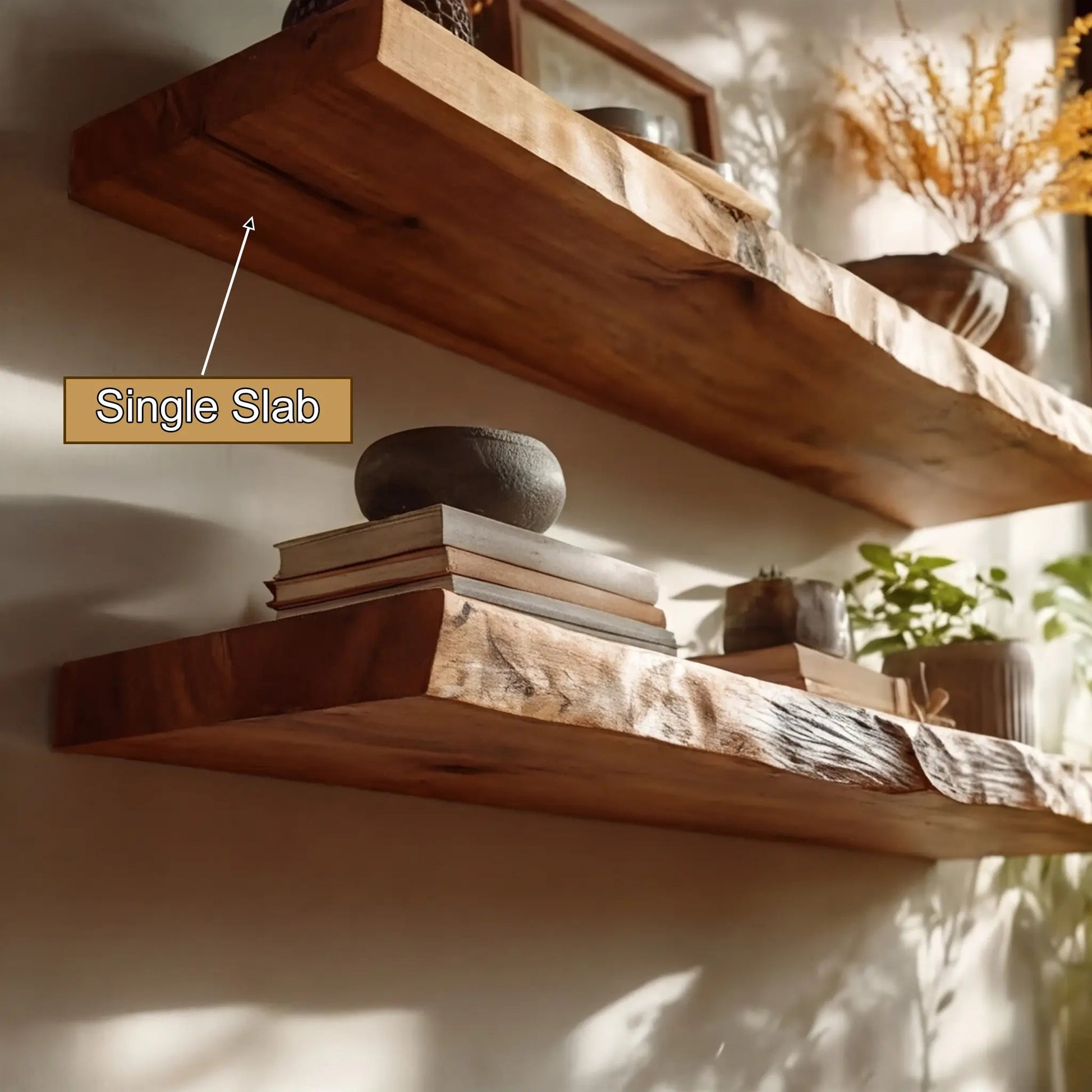 Brivena Live Edge Solid Wood Floating Shelf SPA945128 Kitchnce