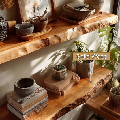 Brivena Live Edge Solid Wood Floating Shelf SPA945128 Kitchnce