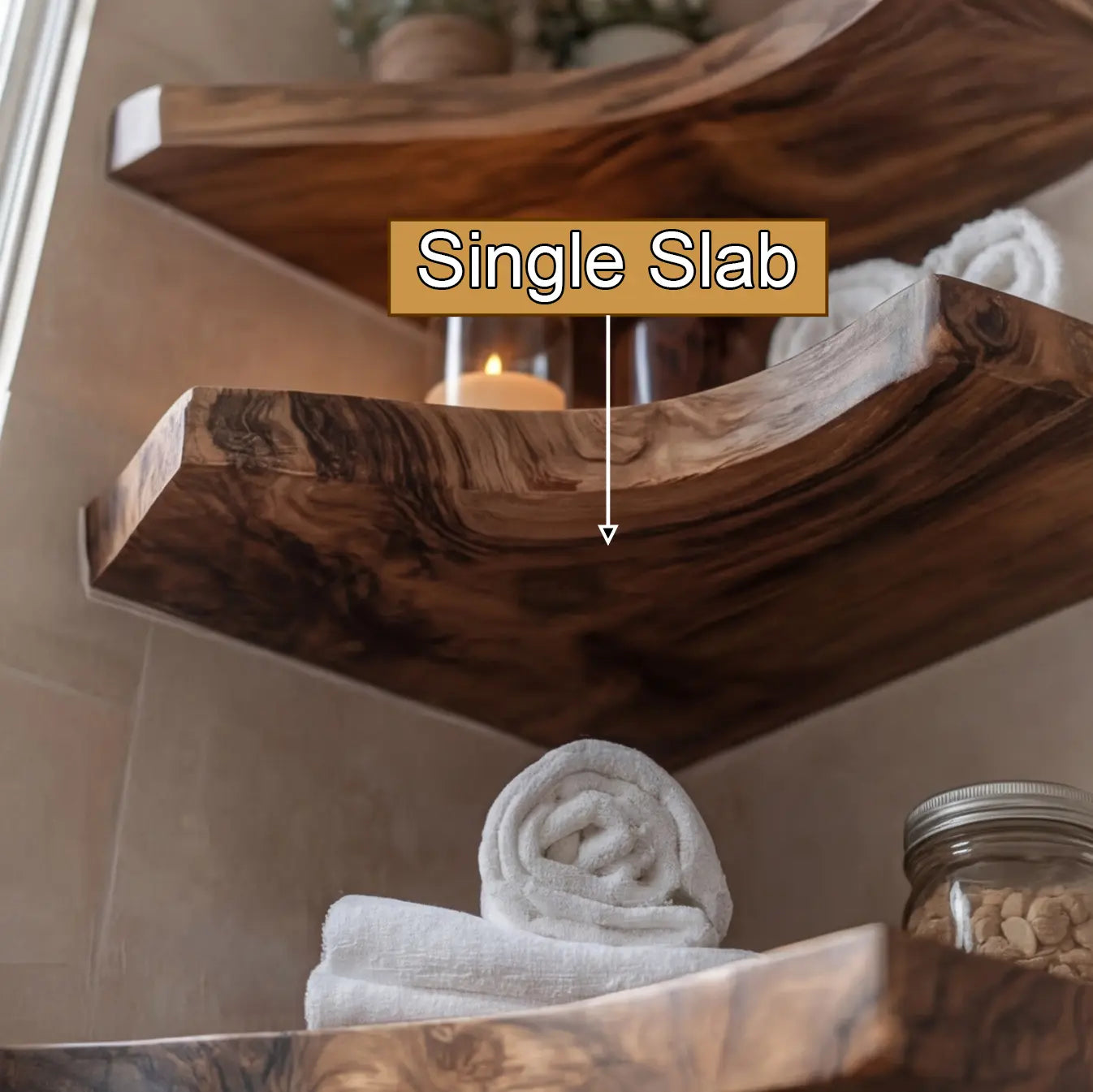 Brivon Live Edge Solid Wood Floating Shelf SPA253512 Kitchnce