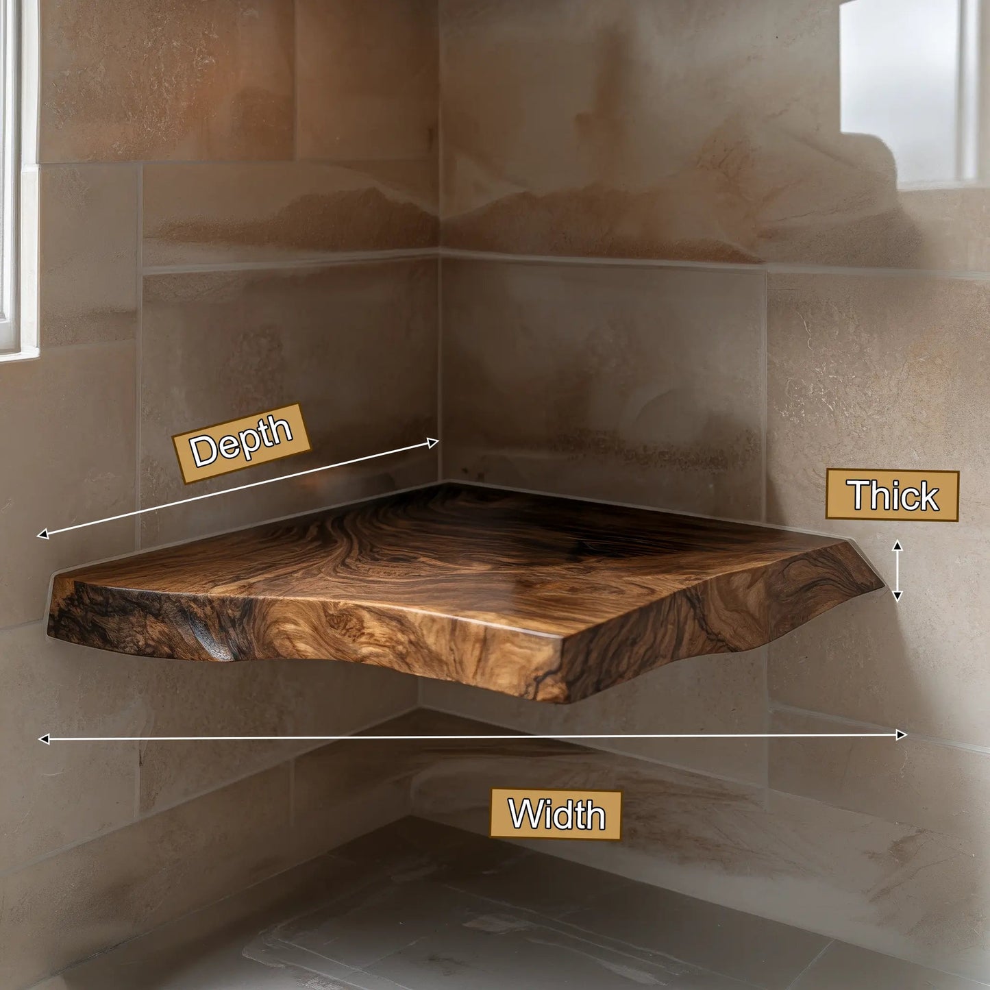 Brivon Live Edge Solid Wood Floating Shelf SPA253512 Kitchnce