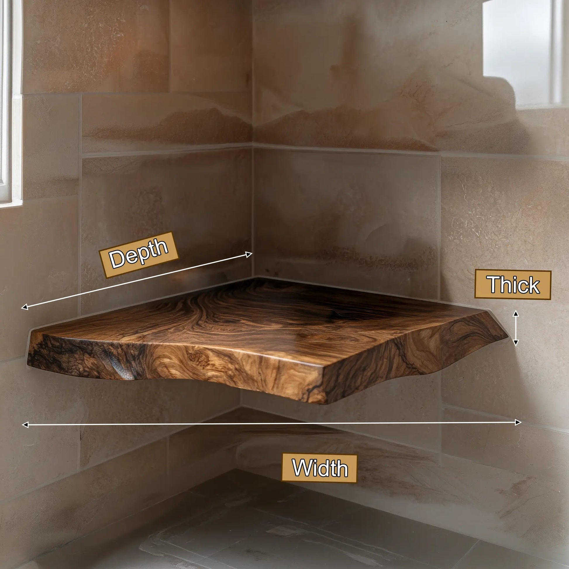 Brivon Live Edge Solid Wood Floating Shelf SPA253512 Kitchnce