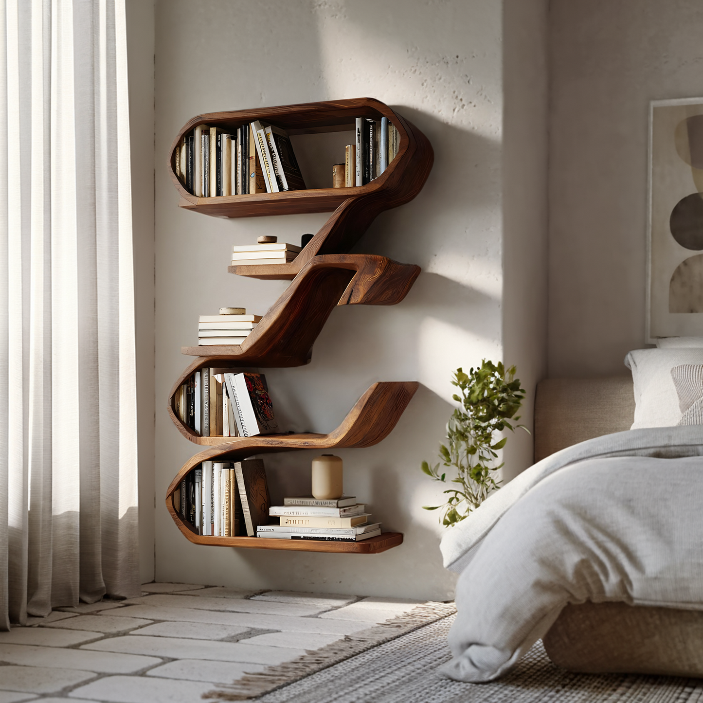 Modern Sculptural Wall Shelf For Living Room Display Kitchnce