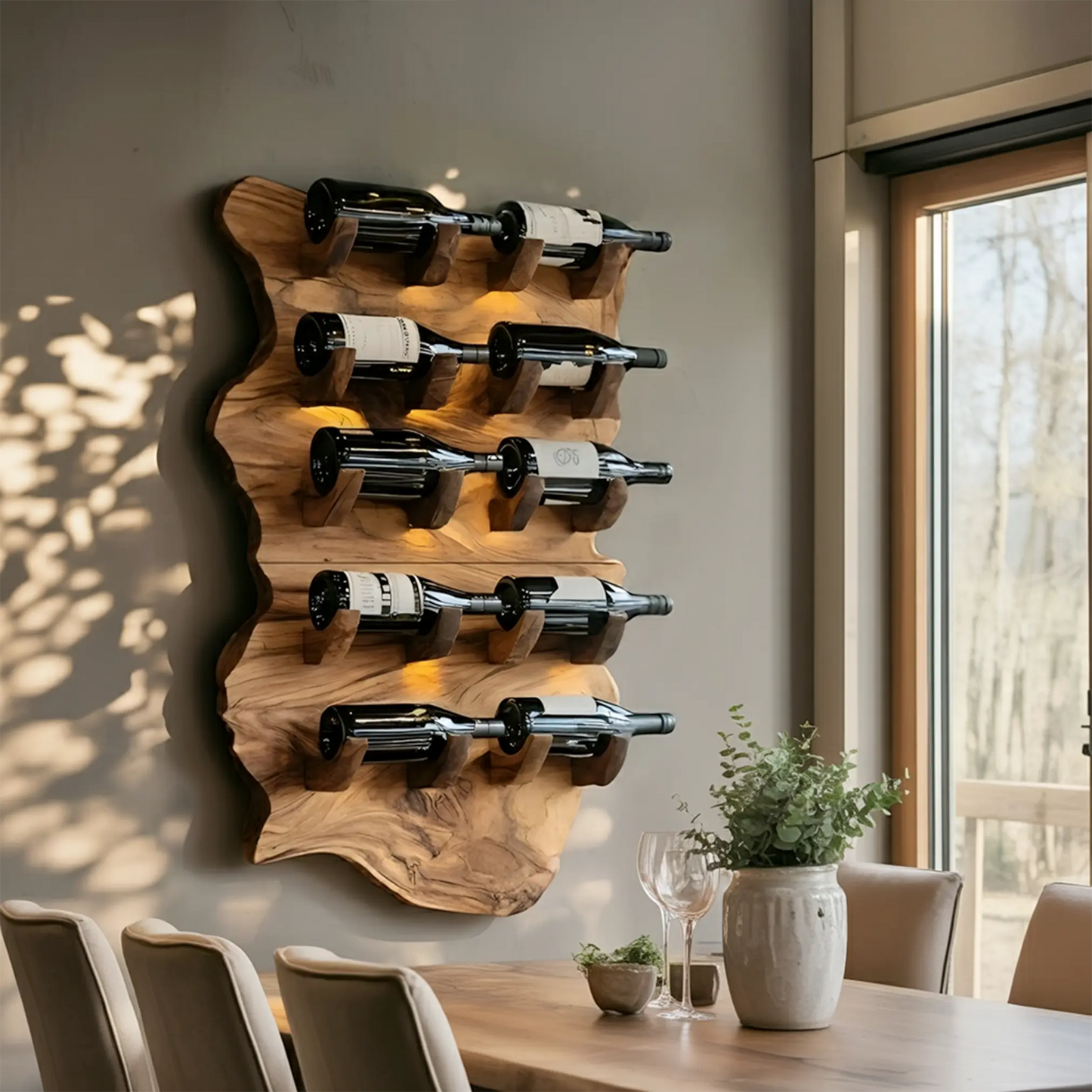 Farmhouse Wooden Live Edge Wine Holder For Furniture Decor Kitchnce