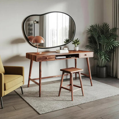 Mid Century Desk With Drawer For Home Office And Workspace Kitchnce