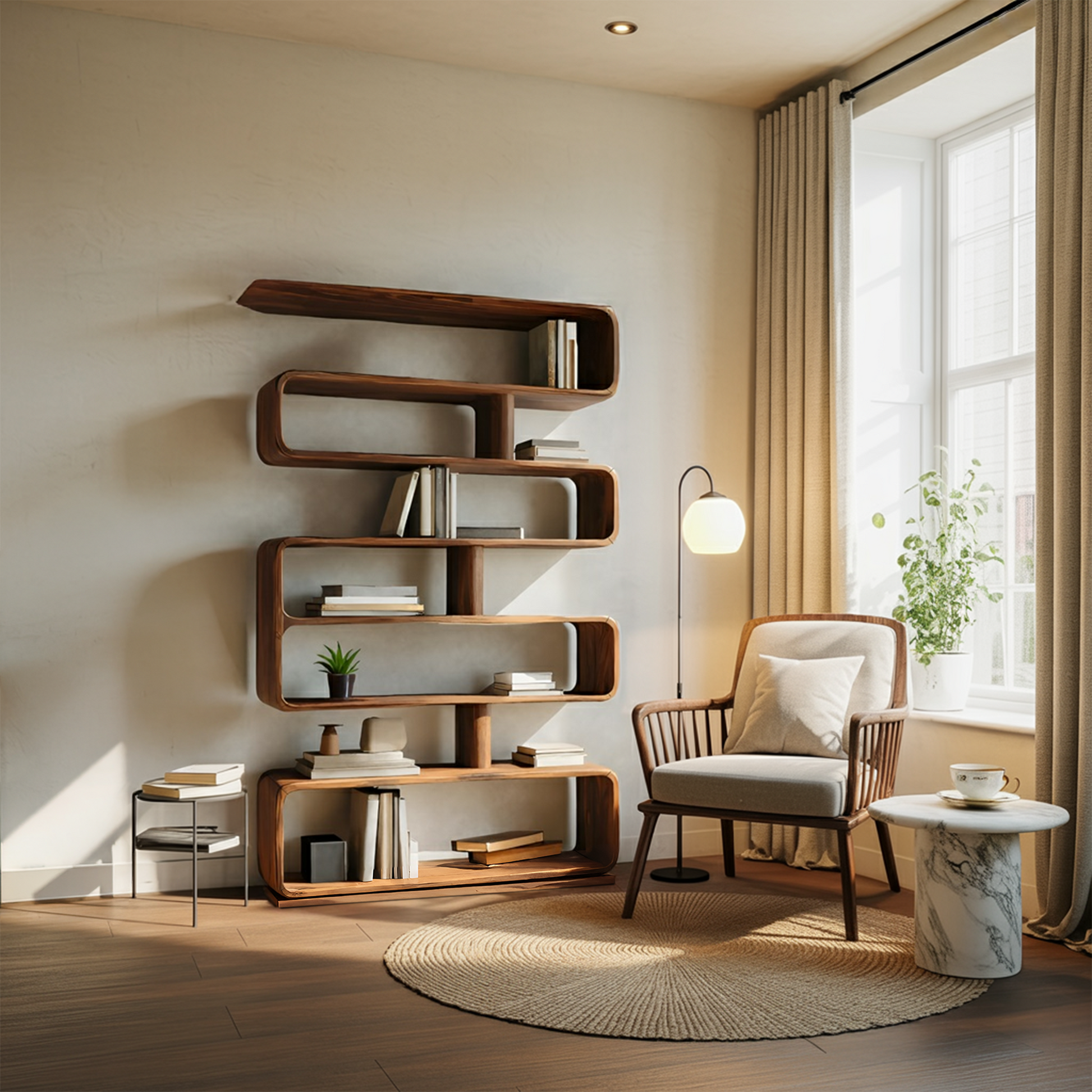 Modern Bookcase Freestanding Shelving Unit For Home Organization Kitchnce