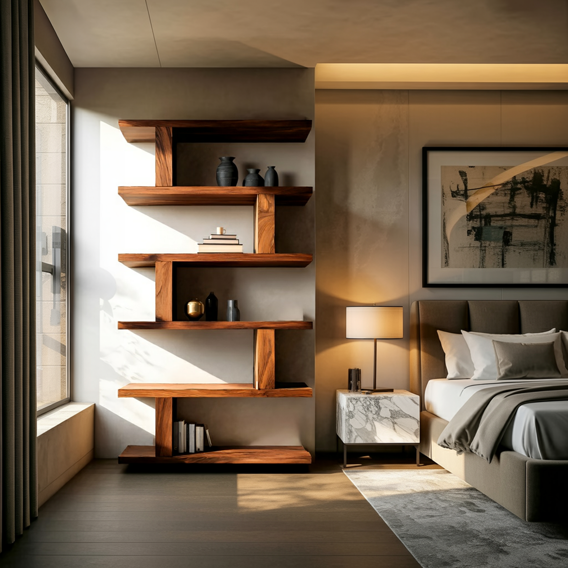 Contemporary Bookshelf With Clean Lines For Living Room Kitchnce