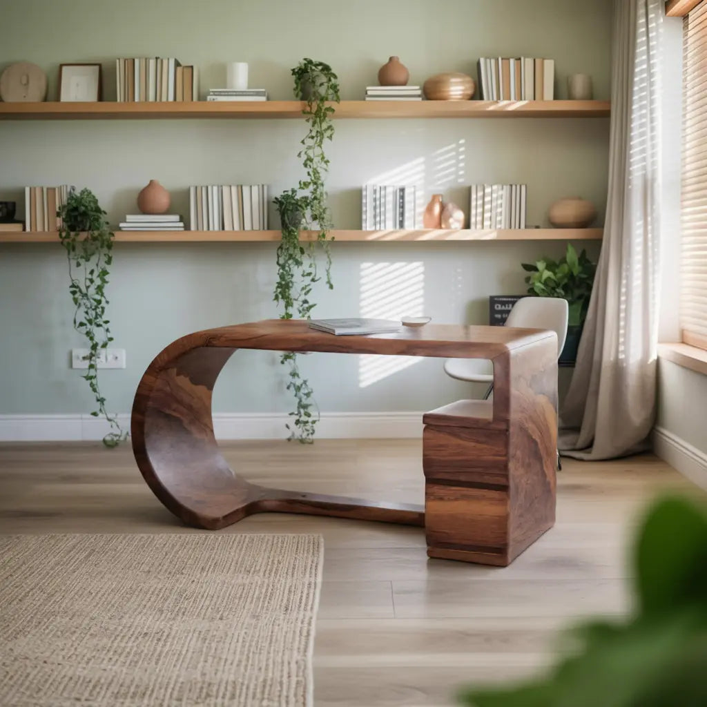 Curved Sculptural Desk With Fluid Form For Home Office And Studio Kitchnce