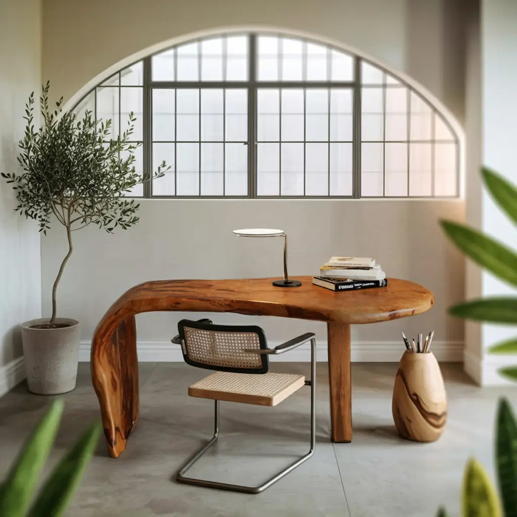 Live Edge Desk With Organic Curved Design For Home Office And Workspace Kitchnce