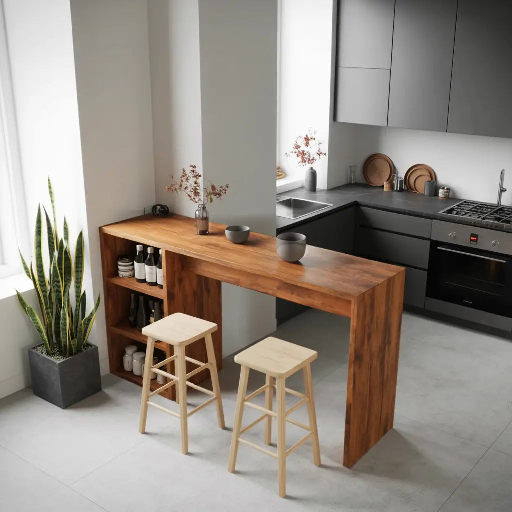 Warm Bar Table With Storage For Compact Kitchen Kitchnce