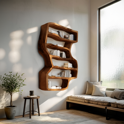 Organic Sculptural Wall Bookcase For Living Room Decor Kitchnce