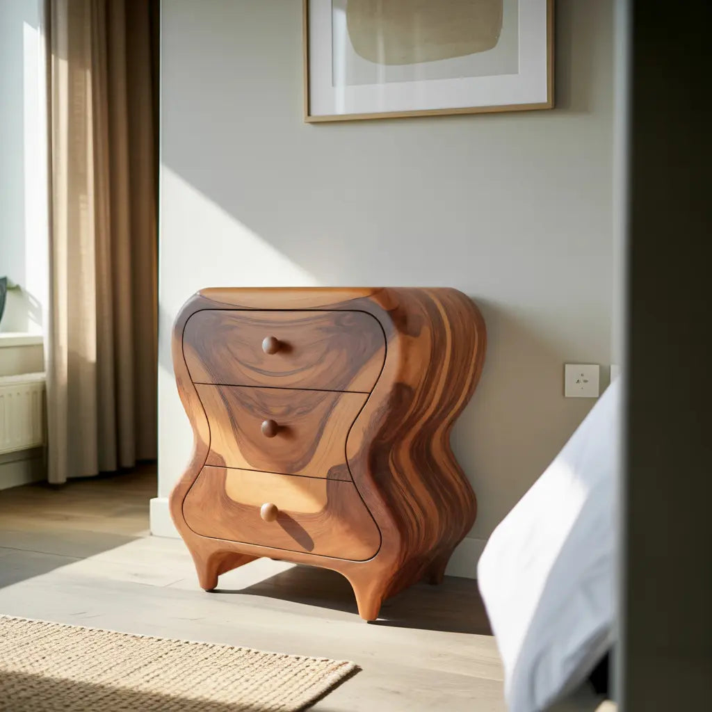 Sculptural Cabinet With Organic Curves And Drawers For Bedroom And Entryway Kitchnce