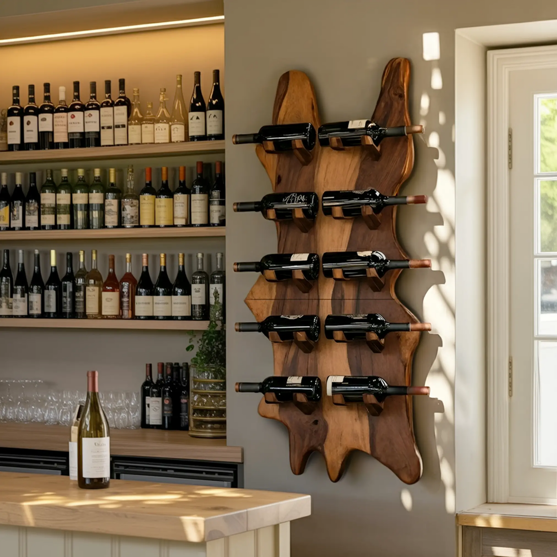 Modern Solid Wood Wine Rack For Bar Decor And Home Display Kitchnce