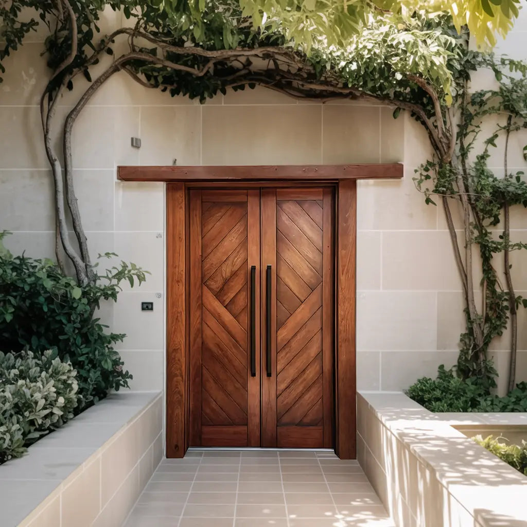 Rustic Double Front Door Modern Entryway Contemporary House Villa Kitchnce