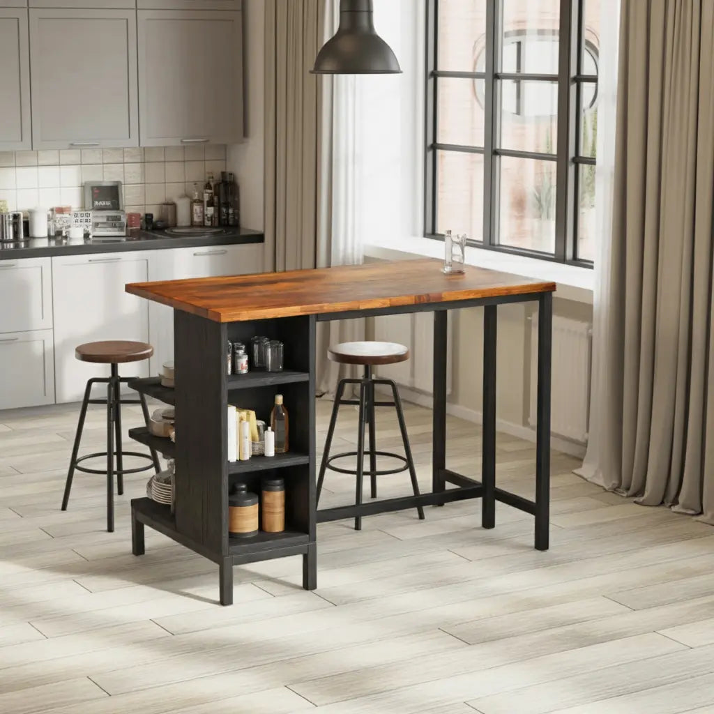 Industrial Kitchen Bar Table With Metal Legs For Apartment Dining Kitchnce