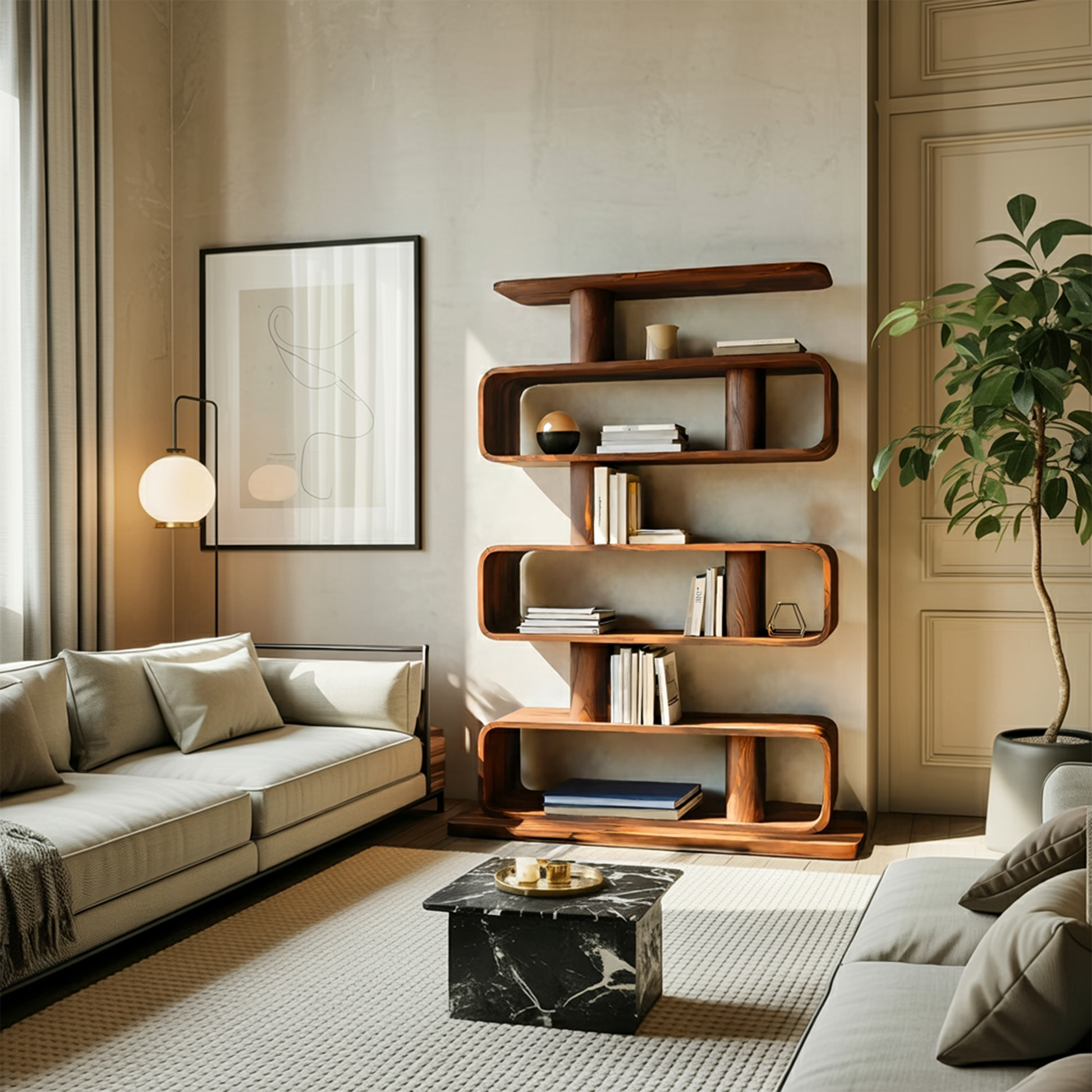 Minimalist Bookshelf With Shelves For Stylish Living Room Kitchnce