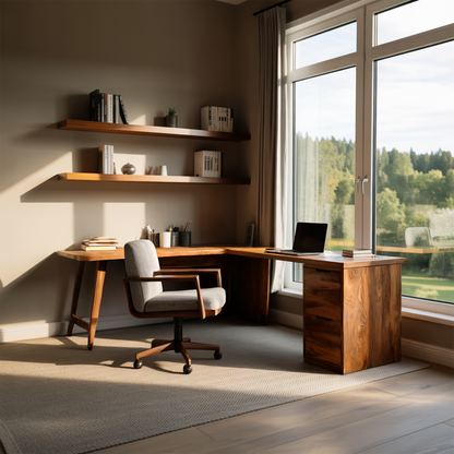 Luxury L Shaped Desk With Drawer For Home Office Kitchnce