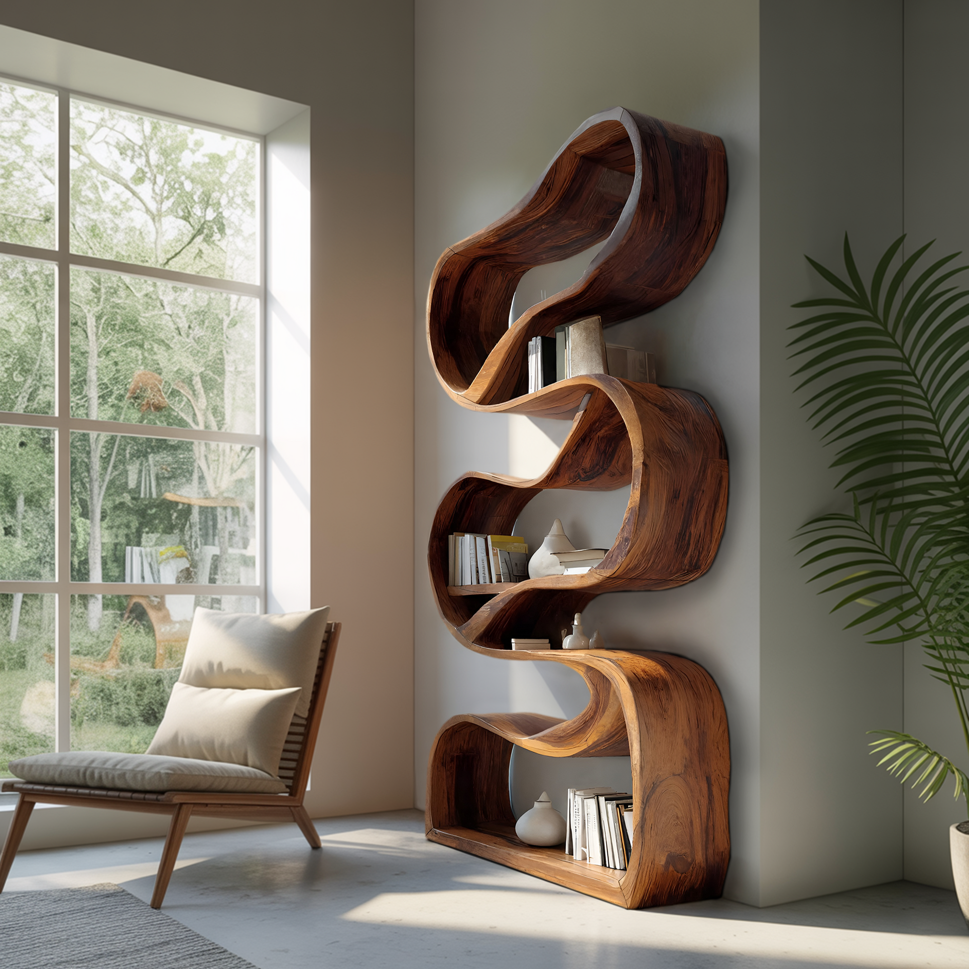 Modern Sculptural Bookcase Statement Design For Hallway Kitchnce