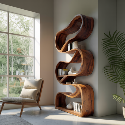 Modern Sculptural Bookcase Statement Design For Hallway Kitchnce