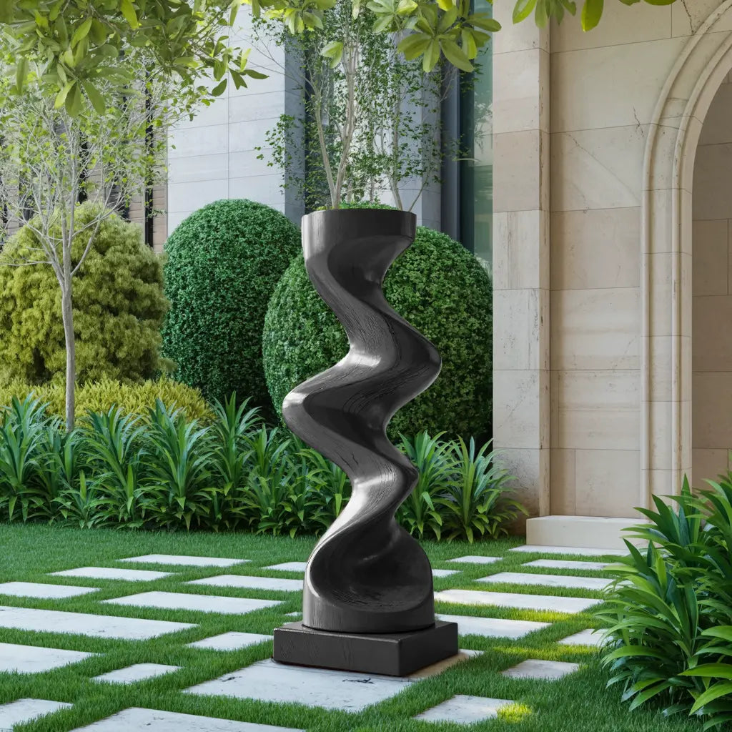 Rustic Solid Wood Abstract Sculpture For Patio Design Kitchnce