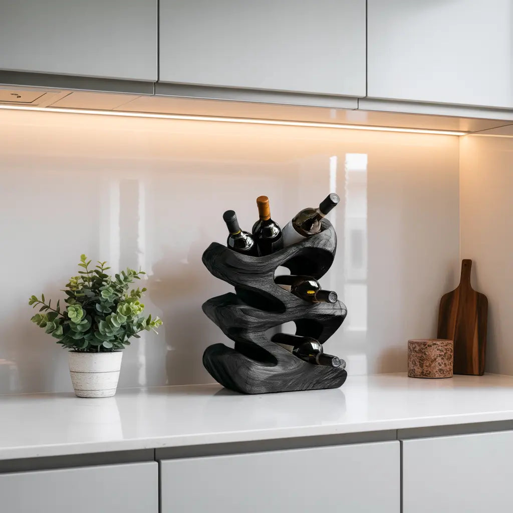 Handcrafted Wine Stand For Kitchen Natural Storage Kitchnce