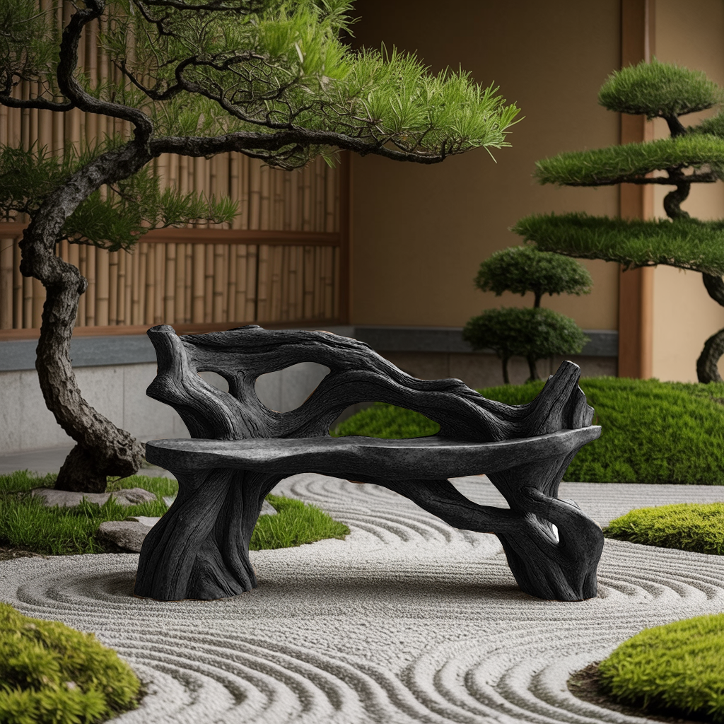 Handcrafted Branch Bench Outdoor Decor For Hand Carved Gardens Kitchnce