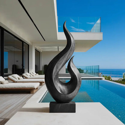 Handcrafted Abstract Wood Statue For Home Accent Kitchnce