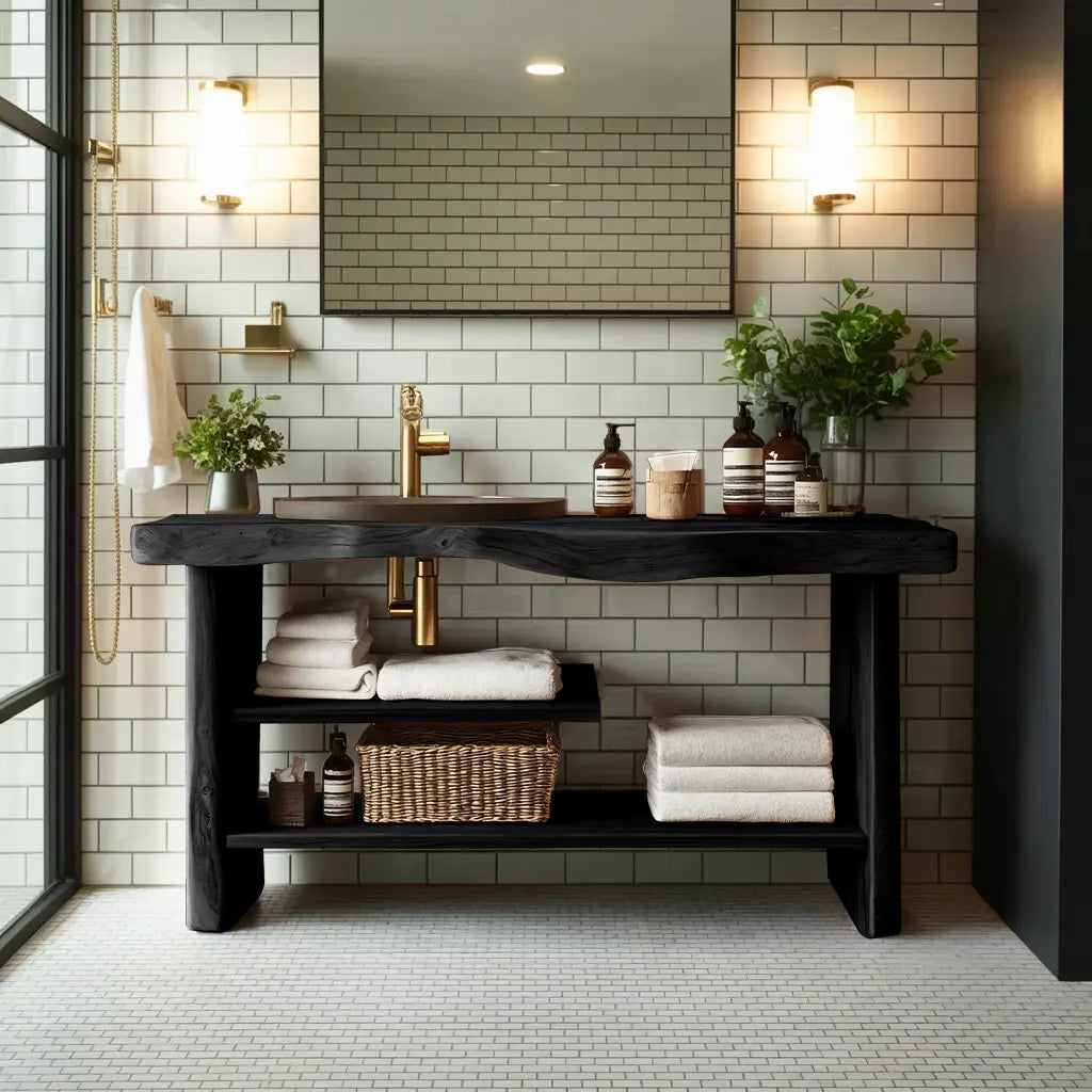 Handcrafted Wooden Storage Vanity For Bathroom Decor Kitchnce