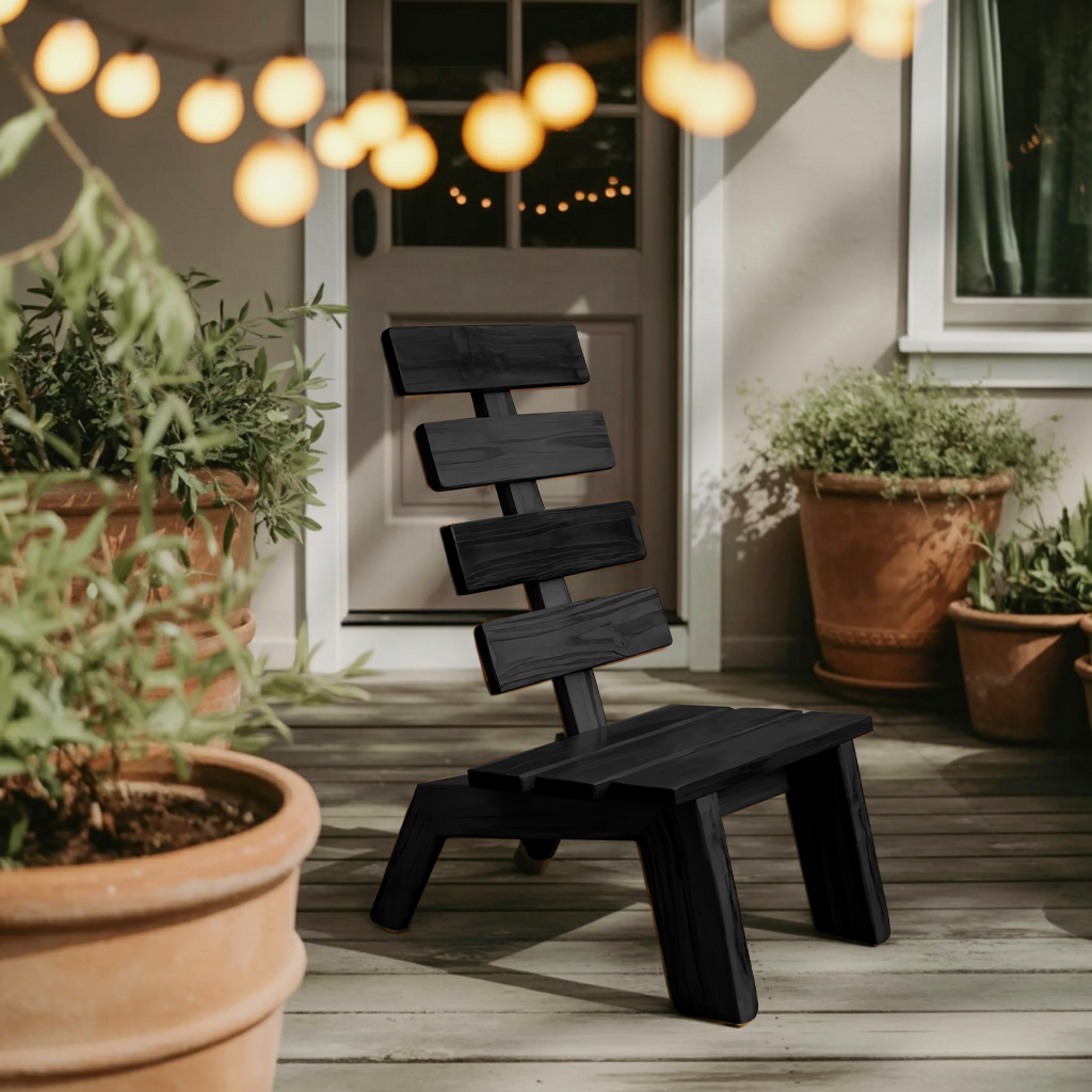 Modern Slatted Wood Outdoor Lounge Chair For Garden Or Patio Kitchnce