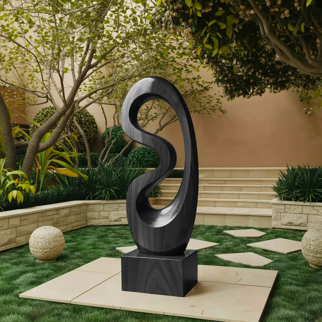 Rustic Solid Wood Abstract Statue For Interior Design Kitchnce
