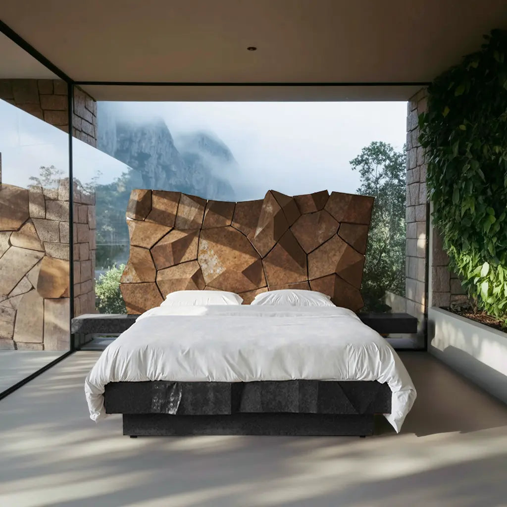 Sculptural Geometric Bed Frame For Modern Bedroom Kitchnce