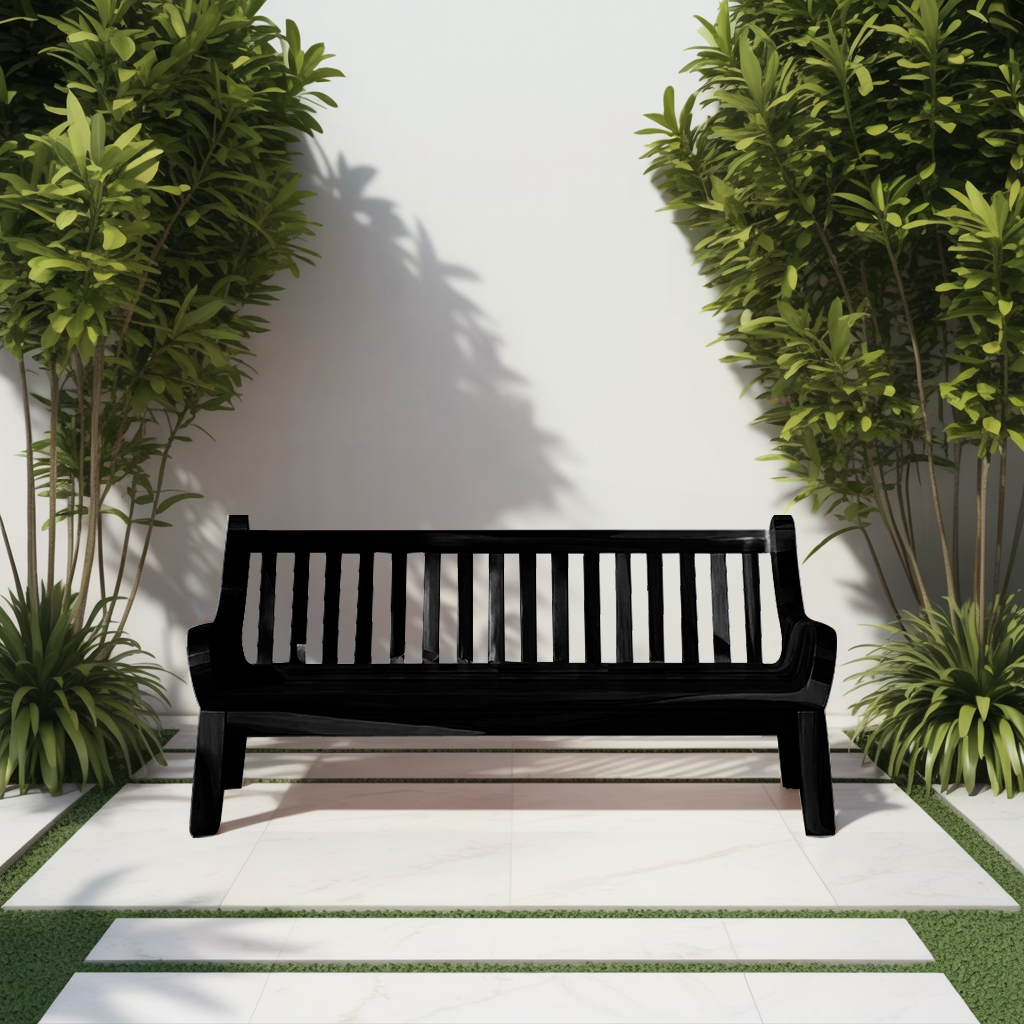 Contemporary Outdoor Wooden Bench With Curved Armrests For Garden Or Porch Kitchnce
